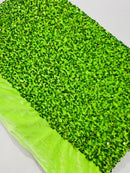 58/60" Velvet Sequins Stretch Fabric - Lime Green - Velvet Sequins 2 Way Stretch By Yard
