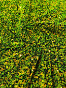 58/60" Velvet Sequins Stretch Fabric - Lime Green on Black - Velvet Sequins 2 Way Stretch Sold By Yard