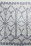 Lilac Beaded Geometric Pattern Beaded Fabric by the yard, Embroidery Beaded Lace Fabric