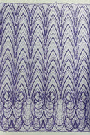 Lilac Luxury Beaded Pattern Fabric by the yard, Embroidery Beaded Lace Fabric
