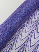Lilac Luxury Beaded Pattern Fabric by the yard, Embroidery Beaded Lace Fabric