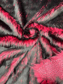 Husky Long Pile Fur Fabric - Magenta - Faux Husky Fur Fabric 2 Tone Shaggy Fur By Yard