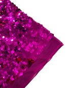 Circle Paillette Sequins - Magenta - Large Round Paillette Sequins Design Fabric By Yard