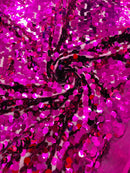 Circle Paillette Sequins - Magenta - Large Round Paillette Sequins Design Fabric By Yard
