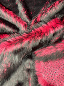 Husky Long Pile Fur Fabric - Magenta - Faux Husky Fur Fabric 2 Tone Shaggy Fur By Yard