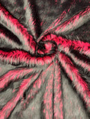 Husky Long Pile Fur Fabric - Magenta - Faux Husky Fur Fabric 2 Tone Shaggy Fur By Yard