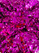 Circle Paillette Sequins - Magenta - Large Round Paillette Sequins Design Fabric By Yard