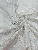 Circle Paillette Sequins - Matte White - Large Round Paillette Sequins Design Fabric By Yard