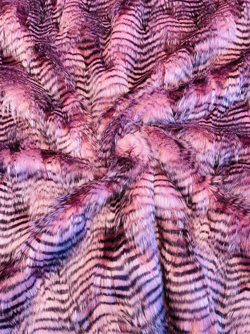 60" Feather Shaggy Faux Fur - Mauve / Dusty Rose - Soft Long Pile Thick Faux Fur Fabric By Yard