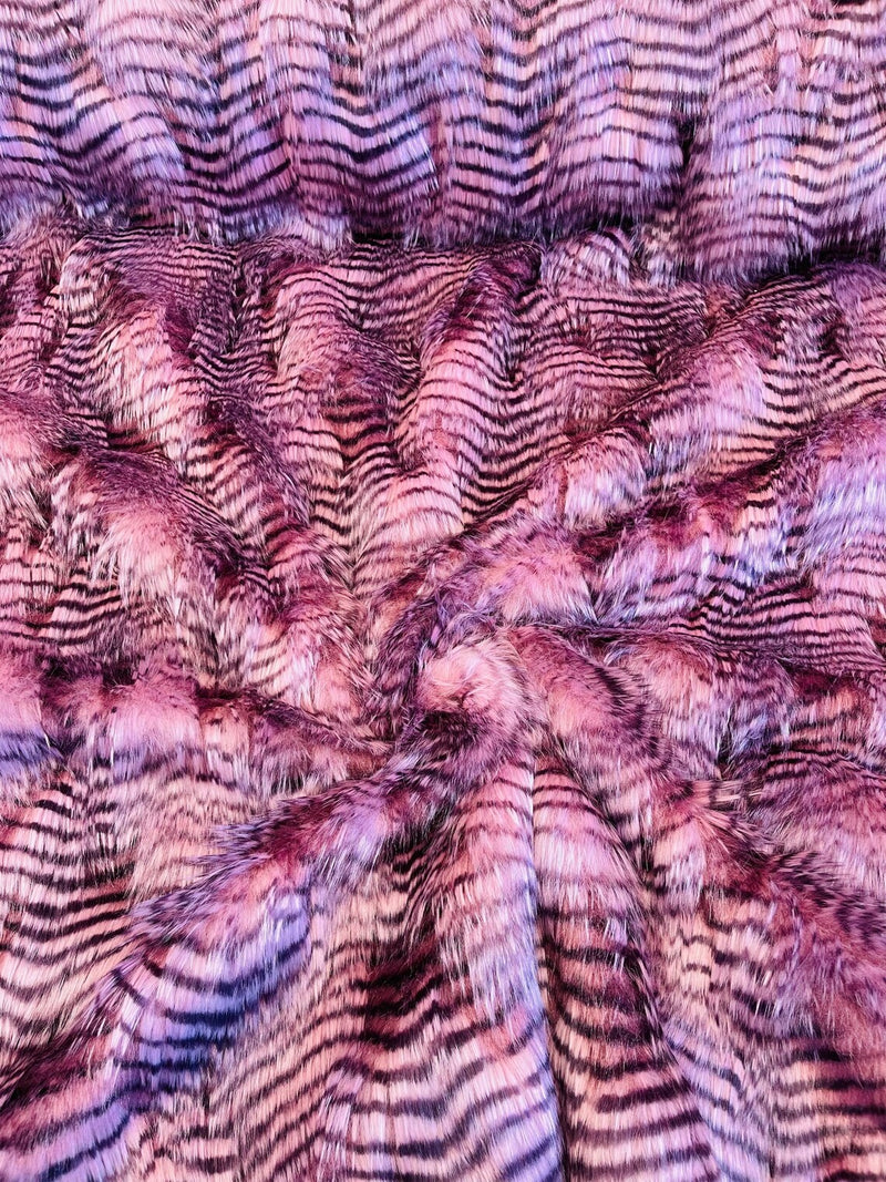 60" Feather Shaggy Faux Fur - Mauve / Dusty Rose - Soft Long Pile Thick Faux Fur Fabric By Yard