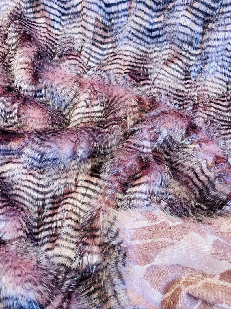 60" Feather Shaggy Faux Fur - Mauve / Dusty Rose - Soft Long Pile Thick Faux Fur Fabric By Yard