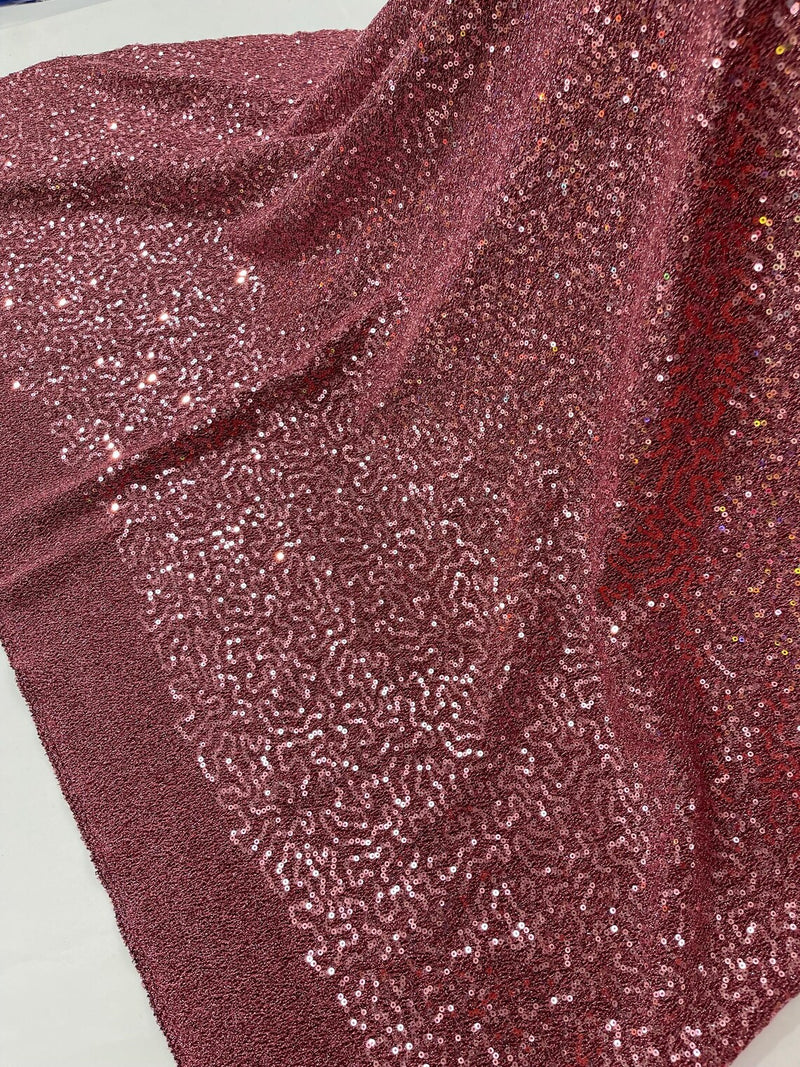 Lurex Stretch Fabric - Mauve - Shiny Metallic 4 Way Stretch Sequins Lurex Spandex Fabric by Yard