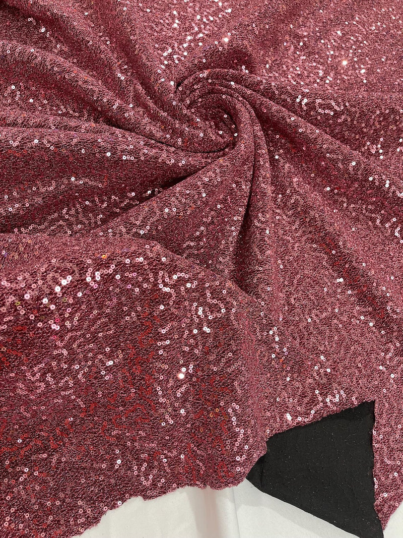 Lurex Stretch Fabric - Mauve - Shiny Metallic 4 Way Stretch Sequins Lurex Spandex Fabric by Yard