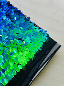 Oval Jumbo Paillette Sequins - Mermaid Green - Big Oval Paillette Sequins Design Fabric By Yard