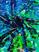 Oval Jumbo Paillette Sequins - Mermaid Green - Big Oval Paillette Sequins Design Fabric By Yard