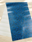 Python Snake Print Vinyl Fabric - Midnight Blue -  Faux Animal Snake Print Vinyl Fabric Sold by Yard