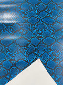 Python Snake Print Vinyl Fabric - Midnight Blue -  Faux Animal Snake Print Vinyl Fabric Sold by Yard