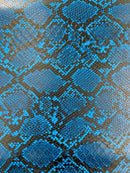 Python Snake Print Vinyl Fabric - Midnight Blue -  Faux Animal Snake Print Vinyl Fabric Sold by Yard