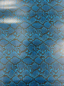 Python Snake Print Vinyl Fabric - Midnight Blue -  Faux Animal Snake Print Vinyl Fabric Sold by Yard
