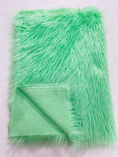 60" Solid Shaggy Faux Fur - Mint - Long Pile Luxury Shaggy Soft Faux Fur Fabric By Yard