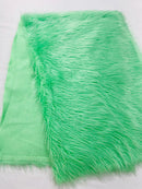 60" Solid Shaggy Faux Fur - Mint - Long Pile Luxury Shaggy Soft Faux Fur Fabric By Yard