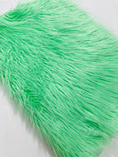60" Solid Shaggy Faux Fur - Mint - Long Pile Luxury Shaggy Soft Faux Fur Fabric By Yard