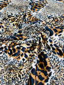Mixed Animal Print Velboa Faux Fur - Fancy Mixed Animal Print Velboa Faux Fur Fabric By Yard