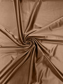 60" Shiny Heavy Satin Fabric - Mocha - Stretch Satin Shiny Heavy Fabric Sold By Yard