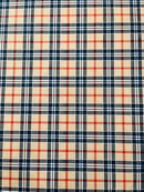 58-60" Plaid Print Milliskin Fabric - Mocha - Spandex 4 Way Stretch Plaid Fabric Sold by Yard