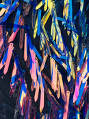 Sword Sequins Fabric - Shiny Sword Shape Sequins Fabric Sold By Yard (Pick Color)