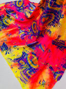 Crocodile Print Spandex Fabric - Multi-Color A - Metallic 4 Way Stretch Animal Print Fabric By Yard