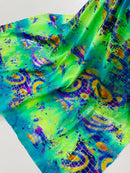 Crocodile Print Spandex Fabric - Multi-Color B - Metallic 4 Way Stretch Animal Print Fabric By Yard