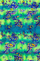 Crocodile Print Spandex Fabric - Multi-Color B - Metallic 4 Way Stretch Animal Print Fabric By Yard