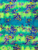 Crocodile Print Spandex Fabric - Multi-Color B - Metallic 4 Way Stretch Animal Print Fabric By Yard