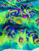 Crocodile Print Spandex Fabric - Multi-Color B - Metallic 4 Way Stretch Animal Print Fabric By Yard