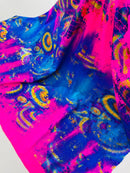 Crocodile Print Spandex Fabric - Multi-Color C - Metallic 4 Way Stretch Animal Print Fabric By Yard