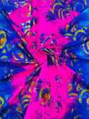 Crocodile Print Spandex Fabric - Multi-Color C - Metallic 4 Way Stretch Animal Print Fabric By Yard