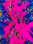 Crocodile Print Spandex Fabric - Multi-Color C - Metallic 4 Way Stretch Animal Print Fabric By Yard