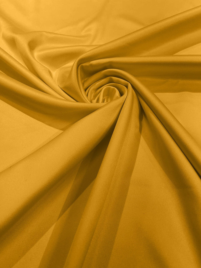 Matte L'Amour Stretch Satin - Mustard - Stretch Satin Fabric For Bridal, Prom Dress Sold By Yard