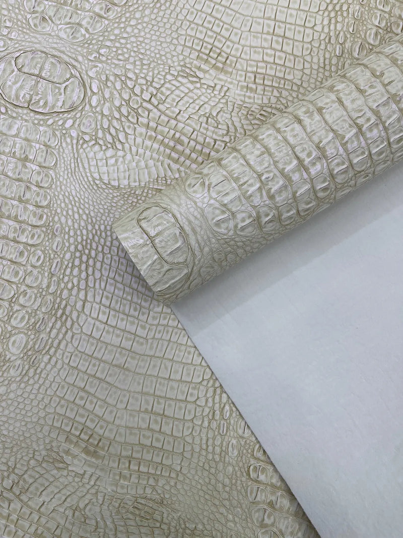 Caiman Gator Vinyl - Upholstery Faux Leather Vinyl Fabric by the Yard, Embossed Gator Caiman Fabric Upholstery