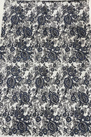 3D Chunky Glitter Rose Fabric - Navy Blue -  Flower Glitter Design on Tulle Fabric Sold by Yard