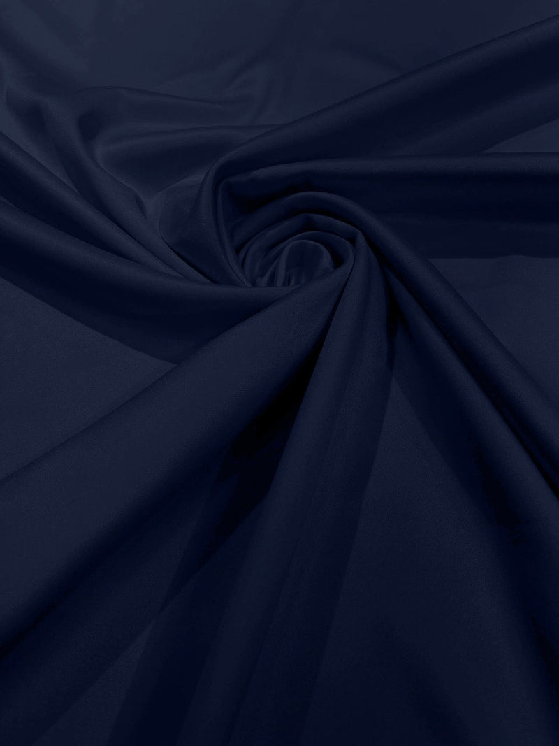 Matte L'Amour Stretch Satin - Navy Blue - Stretch Satin Fabric For Bridal, Prom Dress Sold By Yard