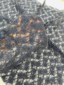 Pearls and Sequins Floral Fabric - Navy Blue - Embroidered Beaded Sequins Fabric Lace By Yard