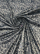 Pearl Sequins Heavy Fabric - Navy Blue - Heavy Duty Handmade Embroidery Lace Sequins By Yard