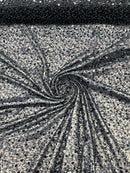 Pearl Sequins Heavy Fabric - Navy Blue - Heavy Duty Handmade Embroidery Lace Sequins By Yard