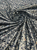 Pearl Sequins Heavy Fabric - Navy Blue - Heavy Duty Handmade Embroidery Lace Sequins By Yard