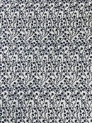 Small Glitter Flower Fabric - Navy Blue - Shimmer Glitter Flower Design on Mesh Lace By The Yard