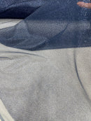 Glitter Lace Mesh Fabric - Navy Blue - Shimmer Glitter Dot Design on Mesh Lace By Yard