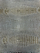 Faux Gator Print Vinyl Fabric - Navy Blue - High Quality Faux Animal Skin Vinyl Sold by Yard