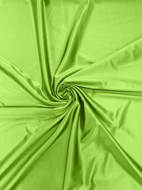 60" Shiny Heavy Satin Fabric - Neon Green - Stretch Satin Shiny Heavy Fabric Sold By Yard